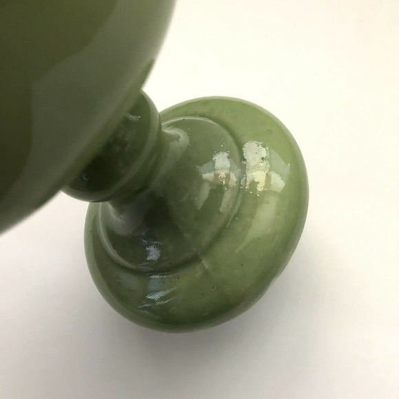 Cookson Pottery 19 USA Green Drip Glaze Footed Pedestal Chalice Vase Planter - Picture 11 of 12